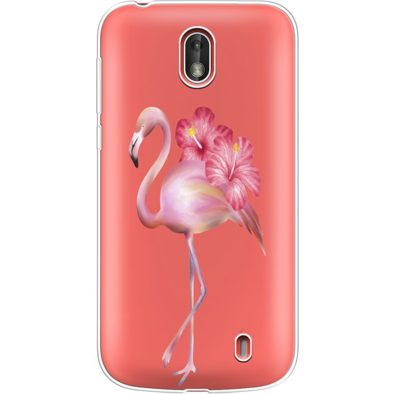 Прозрачный чехол Uprint Nokia 1 Floral Flamingo