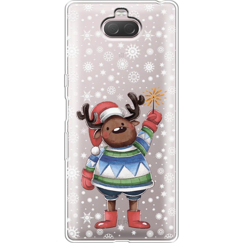 Прозрачный чехол Uprint Sony Xperia 10 I4113 Christmas Deer with Snow