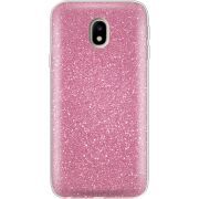 Чехол с блёстками Samsung J330 Galaxy J3 2017 Розовый