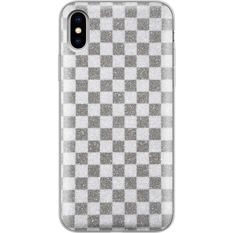Чехол с блёстками Apple iPhone X Шахматы