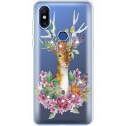 Чехол со стразами Xiaomi Mi Mix 3 Deer with flowers