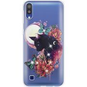Чехол со стразами Samsung M105 Galaxy M10 Cat in Flowers