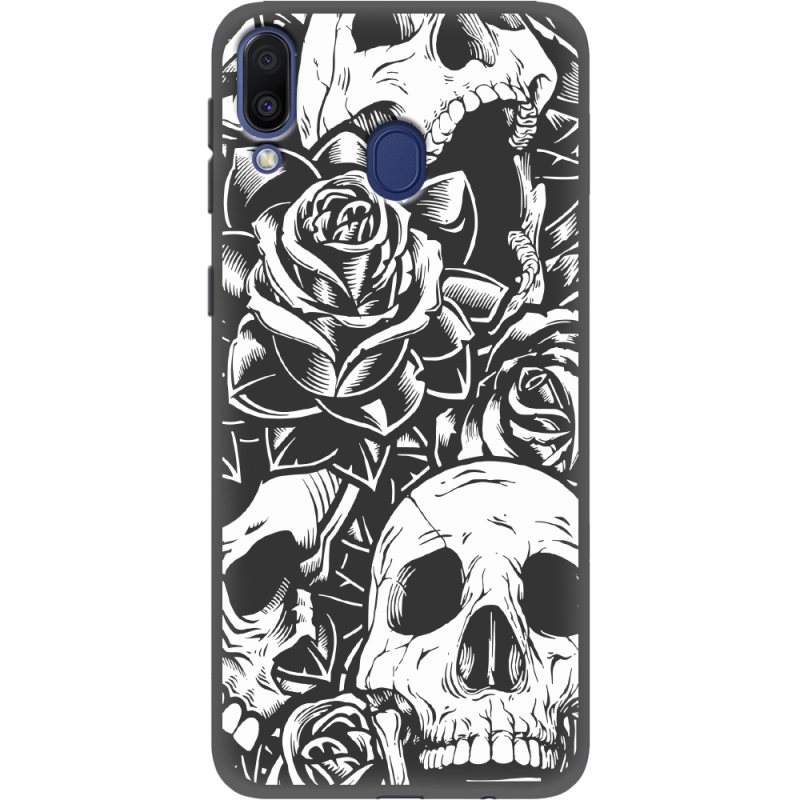 Черный чехол Uprint Samsung M205 Galaxy M20 Skull and Roses