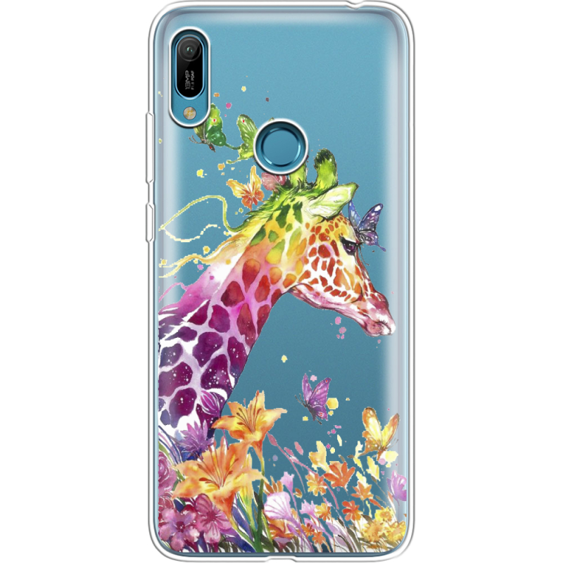 Прозрачный чехол Uprint Huawei Y6 Prime 2019 Colorful Giraffe