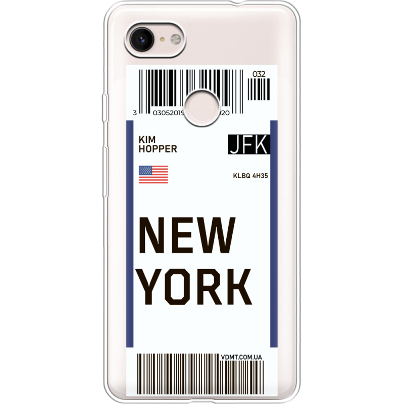 Прозрачный чехол Uprint Google Pixel 3 XL Ticket New York