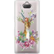 Чехол со стразами Sony Xperia 10 I4113 Deer with flowers