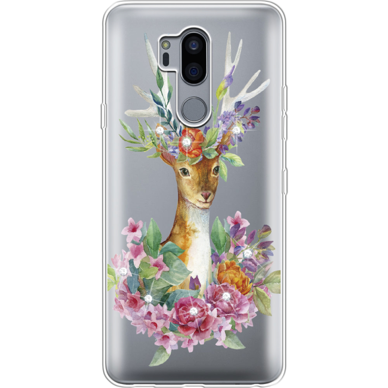 Чехол со стразами LG G7 / G7 Plus ThinQ Deer with flowers
