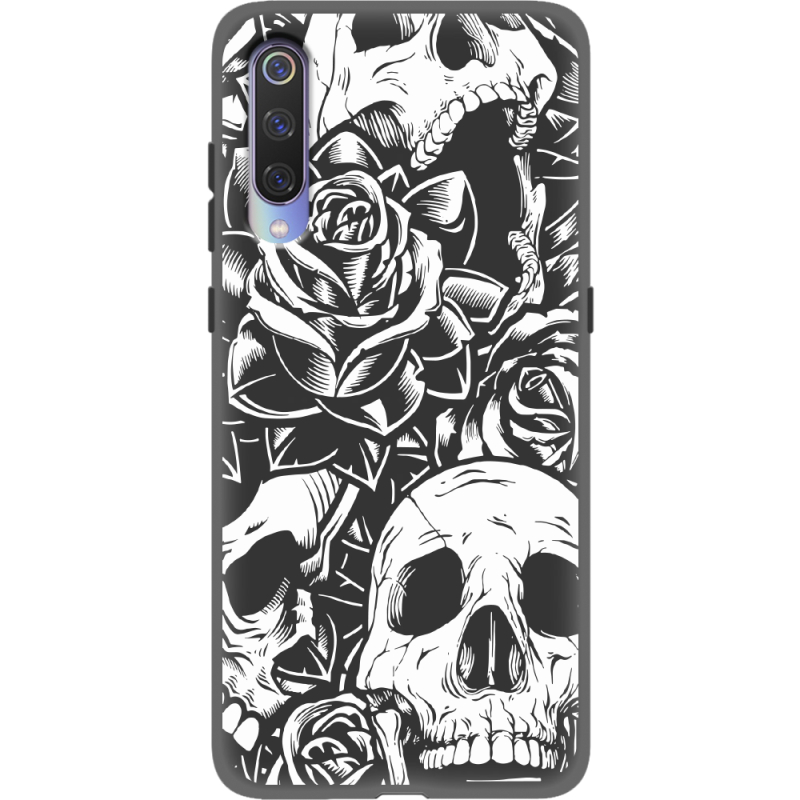 Черный чехол Uprint Xiaomi Mi 9 Skull and Roses