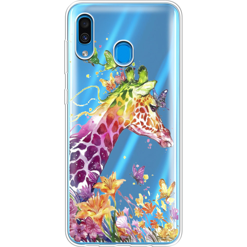 Прозрачный чехол Uprint Samsung A205 Galaxy A20 Colorful Giraffe
