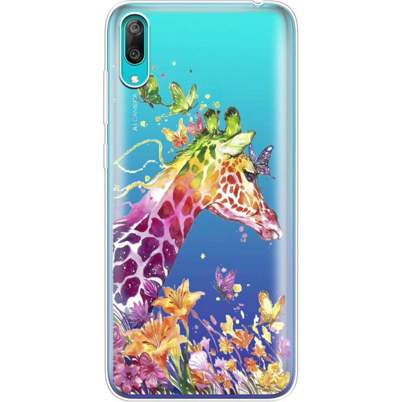 Прозрачный чехол Uprint Huawei Y7 Pro 2019 Colorful Giraffe