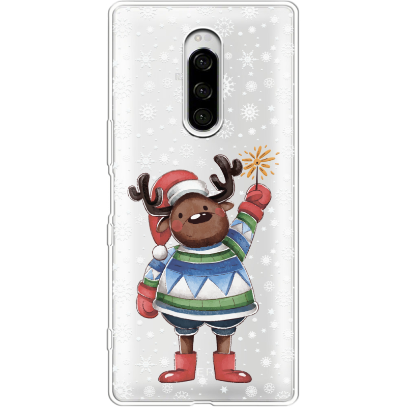Прозрачный чехол Uprint Sony Xperia 1 Christmas Deer with Snow