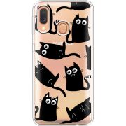 Прозрачный чехол Uprint Samsung A405 Galaxy A40 с 3D-глазками Black Kitty