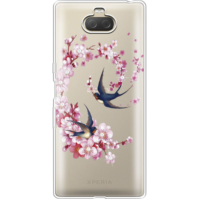 Чехол со стразами Sony Xperia 10 Plus I4213 Swallows and Bloom