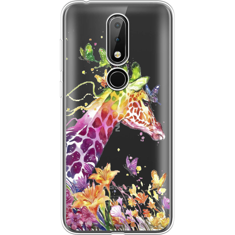 Прозрачный чехол Uprint Nokia 6.1 Plus Colorful Giraffe