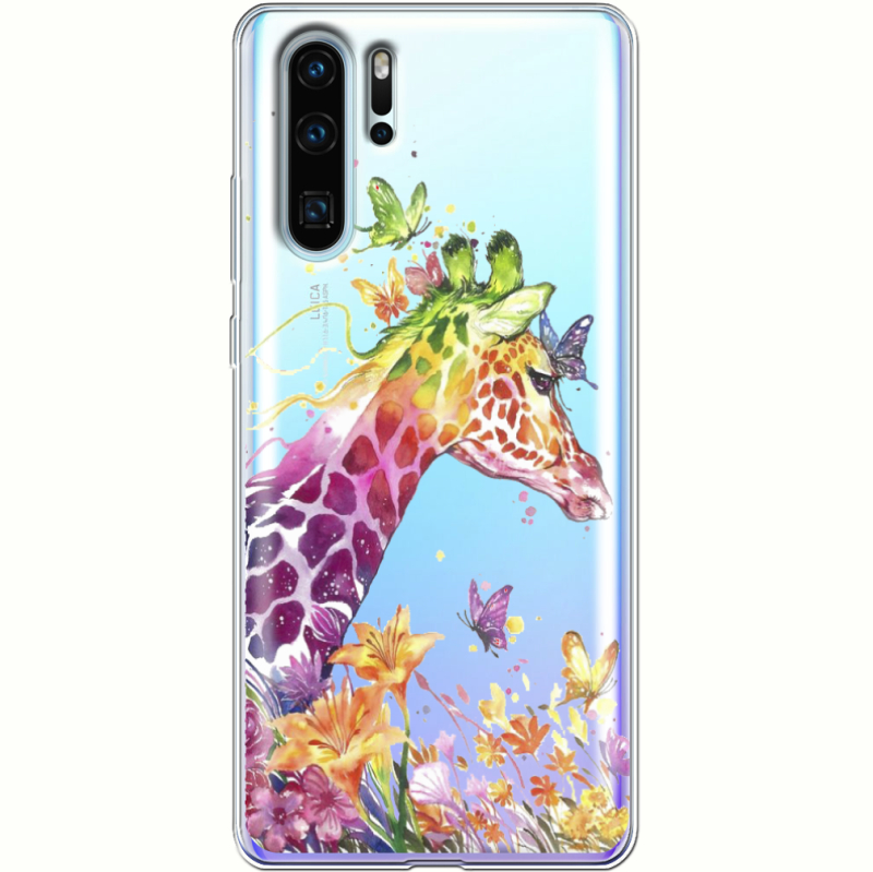Прозрачный чехол Uprint Huawei P30 Pro Colorful Giraffe