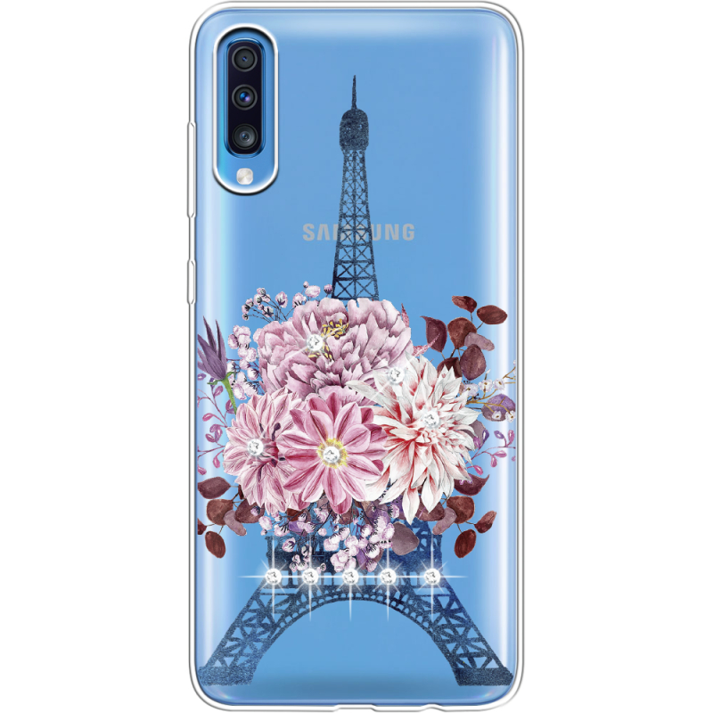 Чехол со стразами Samsung A705 Galaxy A70 Eiffel Tower