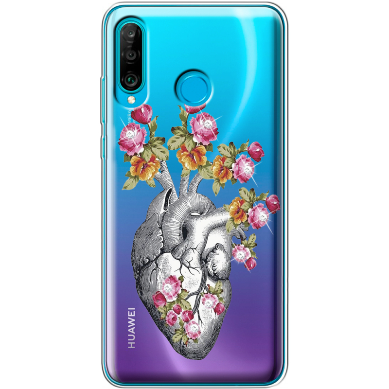 Чехол со стразами Huawei P30 Lite Heart