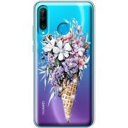 Чехол со стразами Huawei P30 Lite Ice Cream Flowers