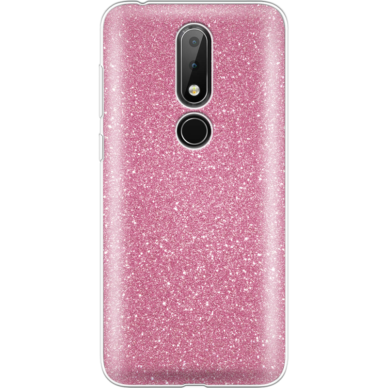 Чехол с блёстками Nokia 6.1 Plus Розовый
