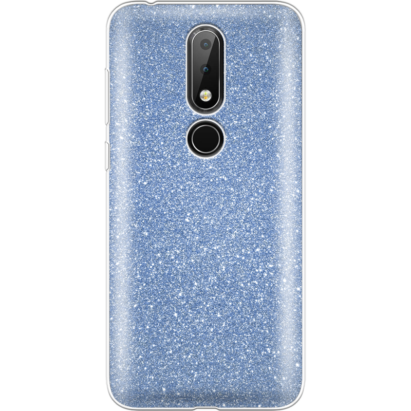 Чехол с блёстками Nokia 6.1 Plus Голубой