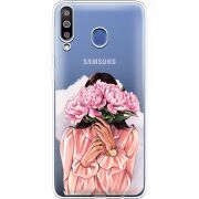 Прозрачный чехол Uprint Samsung M305 Galaxy M30 Девушка с Пионами