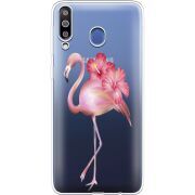 Прозрачный чехол Uprint Samsung M305 Galaxy M30 Floral Flamingo