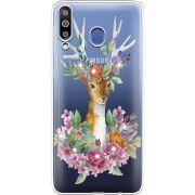 Чехол со стразами Samsung M305 Galaxy M30 Deer with flowers