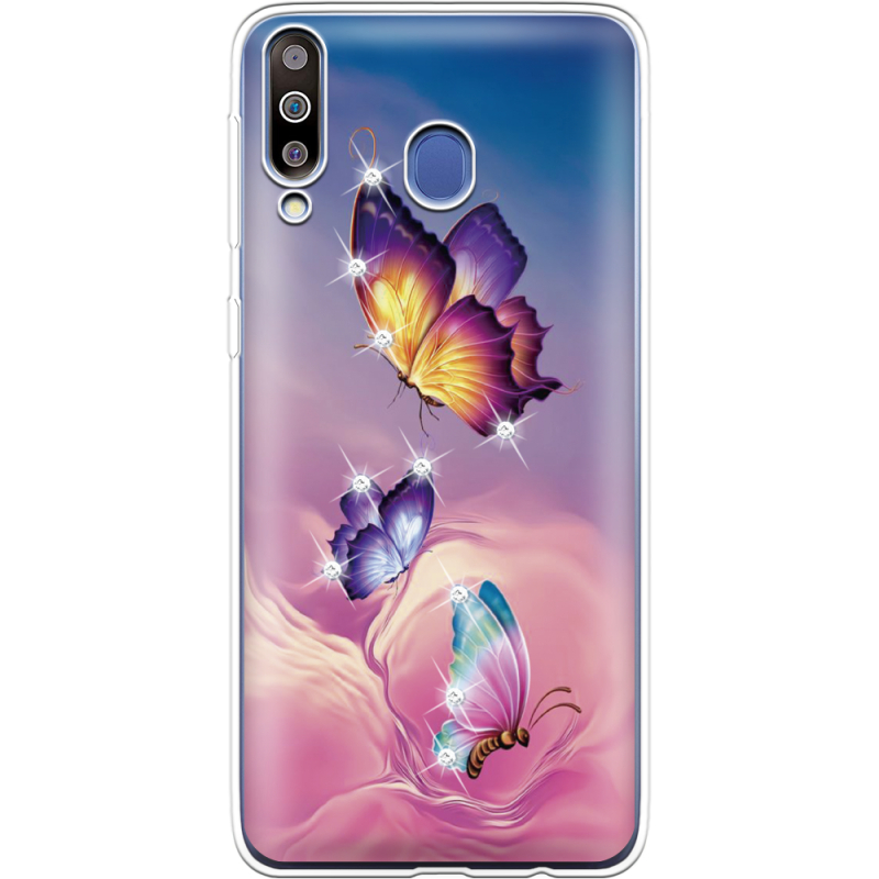 Чехол со стразами Samsung M305 Galaxy M30 Butterflies