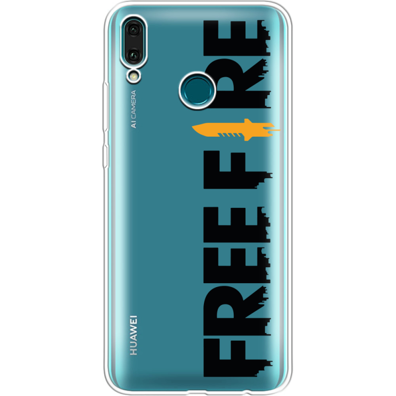Прозрачный чехол Uprint Huawei Y9 2019 Free Fire Black Logo