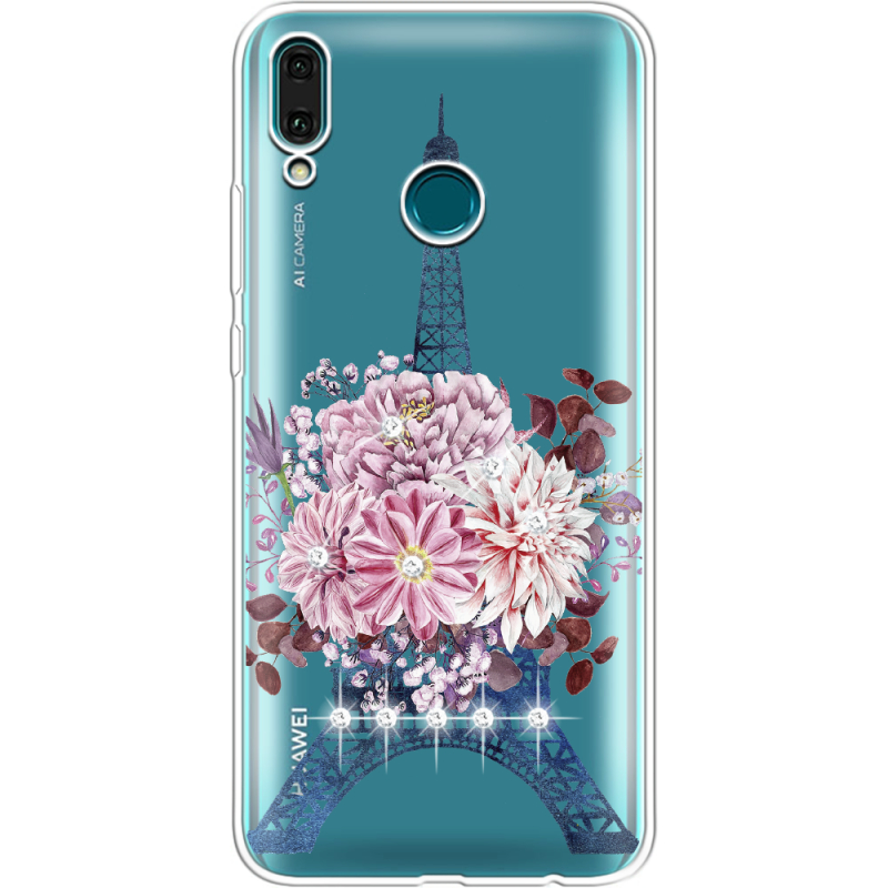 Чехол со стразами Huawei Y9 2019 Eiffel Tower