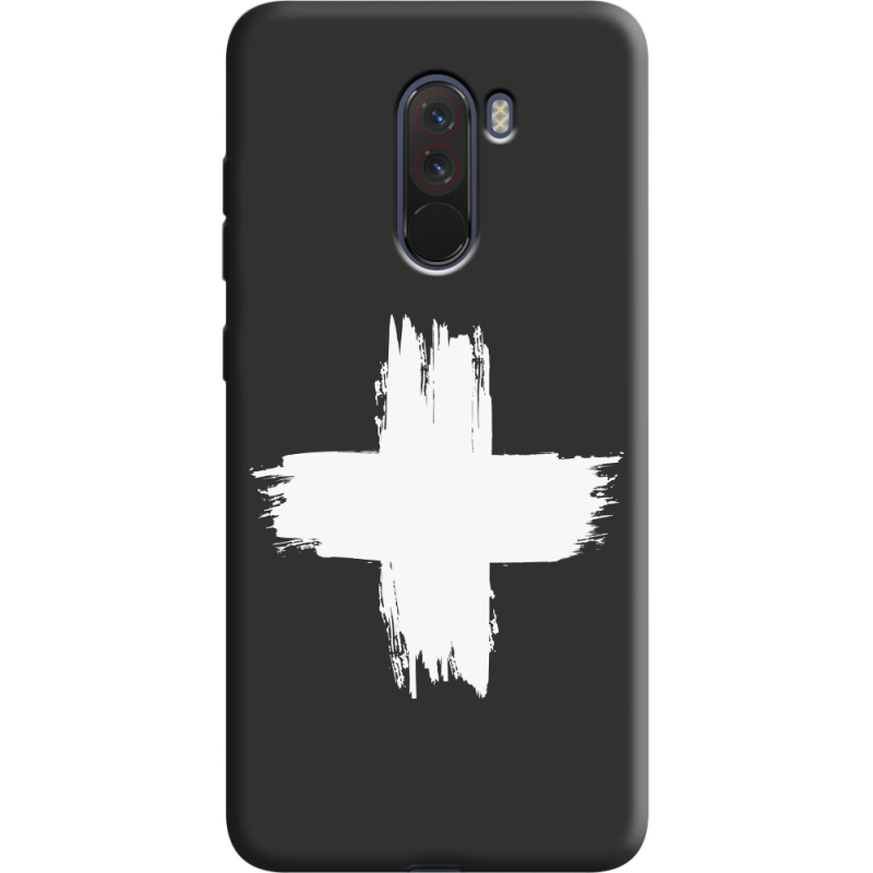Черный чехол Uprint Xiaomi Pocophone F1 Білий хрест ЗСУ