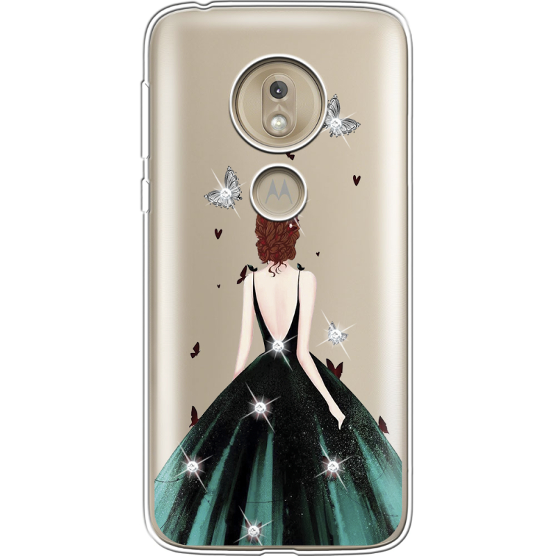 Чехол со стразами Motorola Moto G7 Play XT1952 Girl in the green dress