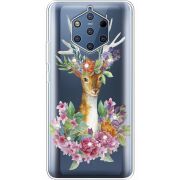 Чехол со стразами Nokia 9 Deer with flowers
