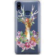 Чехол со стразами Samsung A107 Galaxy A10s Deer with flowers