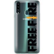 Прозрачный чехол Uprint Samsung A207 Galaxy A20s Free Fire Black Logo