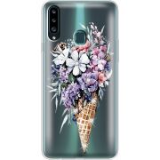 Чехол со стразами Samsung A207 Galaxy A20s Ice Cream Flowers