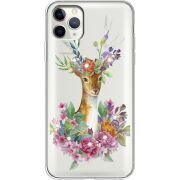 Чехол со стразами Apple iPhone 11 Pro Max Deer with flowers