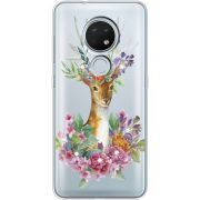 Чехол со стразами Nokia 7.2 Deer with flowers