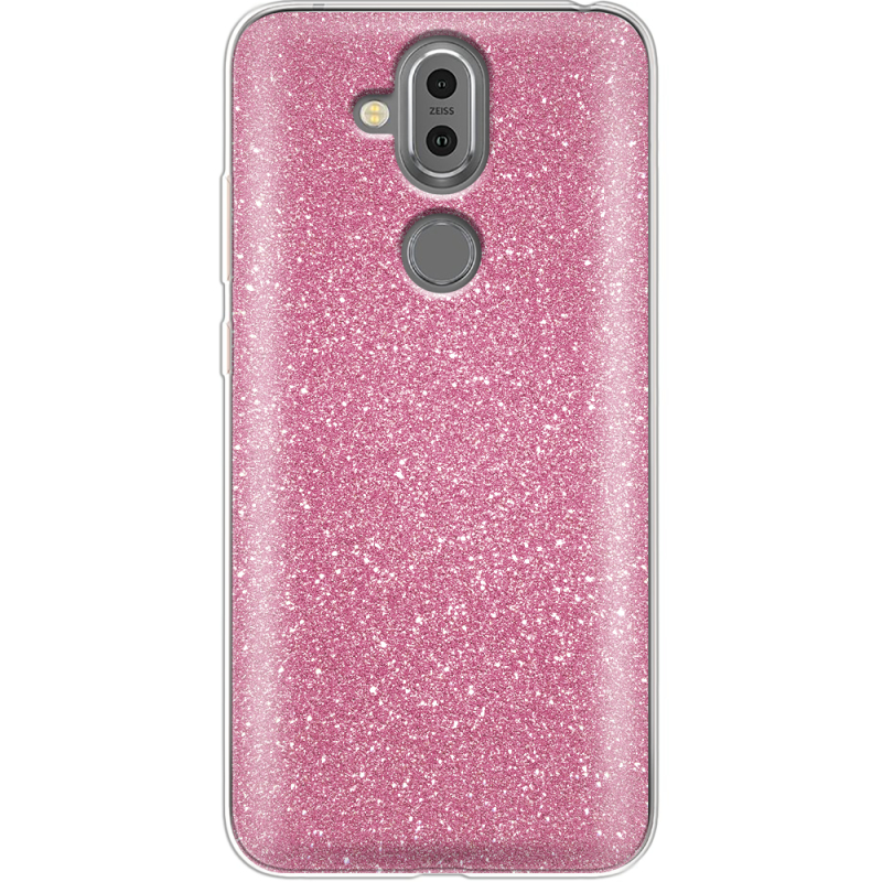 Чехол с блёстками Nokia 8.1 Розовый