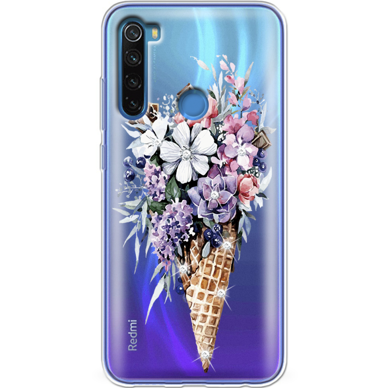 Чехол со стразами Xiaomi Redmi Note 8 Ice Cream Flowers
