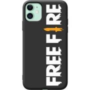Черный чехол Uprint Apple iPhone 11 Free Fire White Logo
