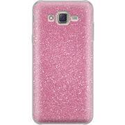 Чехол с блёстками Samsung J701 Galaxy J7 Neo Duos Розовый