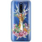 Чехол со стразами Xiaomi Redmi 8 Deer with flowers
