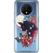 Чехол со стразами OnePlus 7T Cat in Flowers
