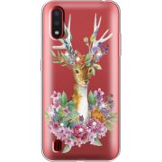 Чехол со стразами Samsung A015 Galaxy A01 Deer with flowers