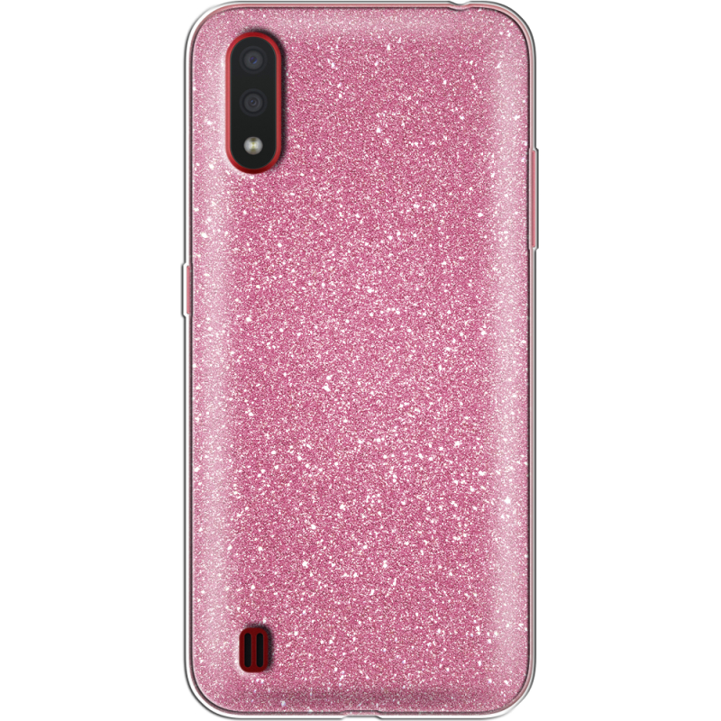 Чехол с блёстками Samsung A015 Galaxy A01 Розовый