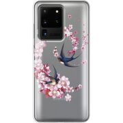 Чехол со стразами Samsung G988 Galaxy S20 Ultra Swallows and Bloom