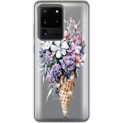 Чехол со стразами Samsung G988 Galaxy S20 Ultra Ice Cream Flowers