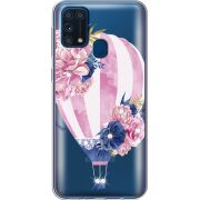 Чехол со стразами Samsung M315 Galaxy M31 Pink Air Baloon