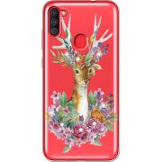 Чехол со стразами Samsung Galaxy A11 (A115) Deer with flowers
